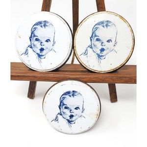 Lot of 3 Vintage Gerber Baby Jar Lids with Gerber Baby Face 2-1/4" Wide